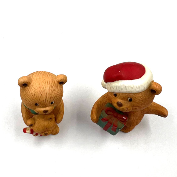 Avon Vintage 1990 Christmas Ceramic Decorative Teddy Bear Family Santa Hat Gift - Picture 2 of 8